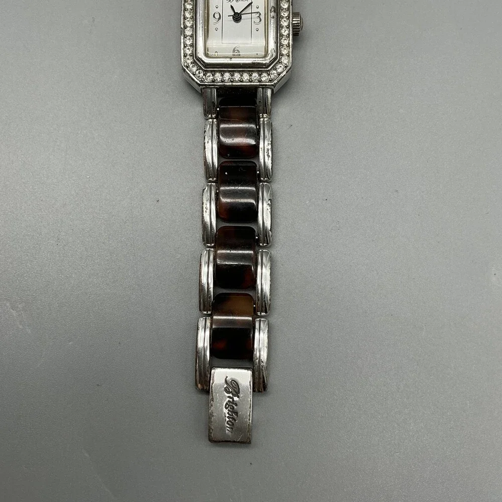 Brighton Encino Womens Watch 23mm Silver Tone Resin Bracelet New Battery 6.75